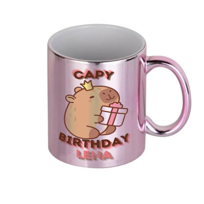 Kubek różowy Kapibara na Urodziny z imieniem CAPY BIRTHDAY dla koleżanki Kubek różowy Kapibara na Urodziny z imieniem CAPY BIRTHDAY dla koleżanki