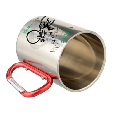Kubek metalowy z KARABIŃCZYKIEM SREBRNY 300ml survival dla rowerzysty imię Kubek metalowy z KARABIŃCZYKIEM SREBRNY 300ml survival dla rowerzysty imię